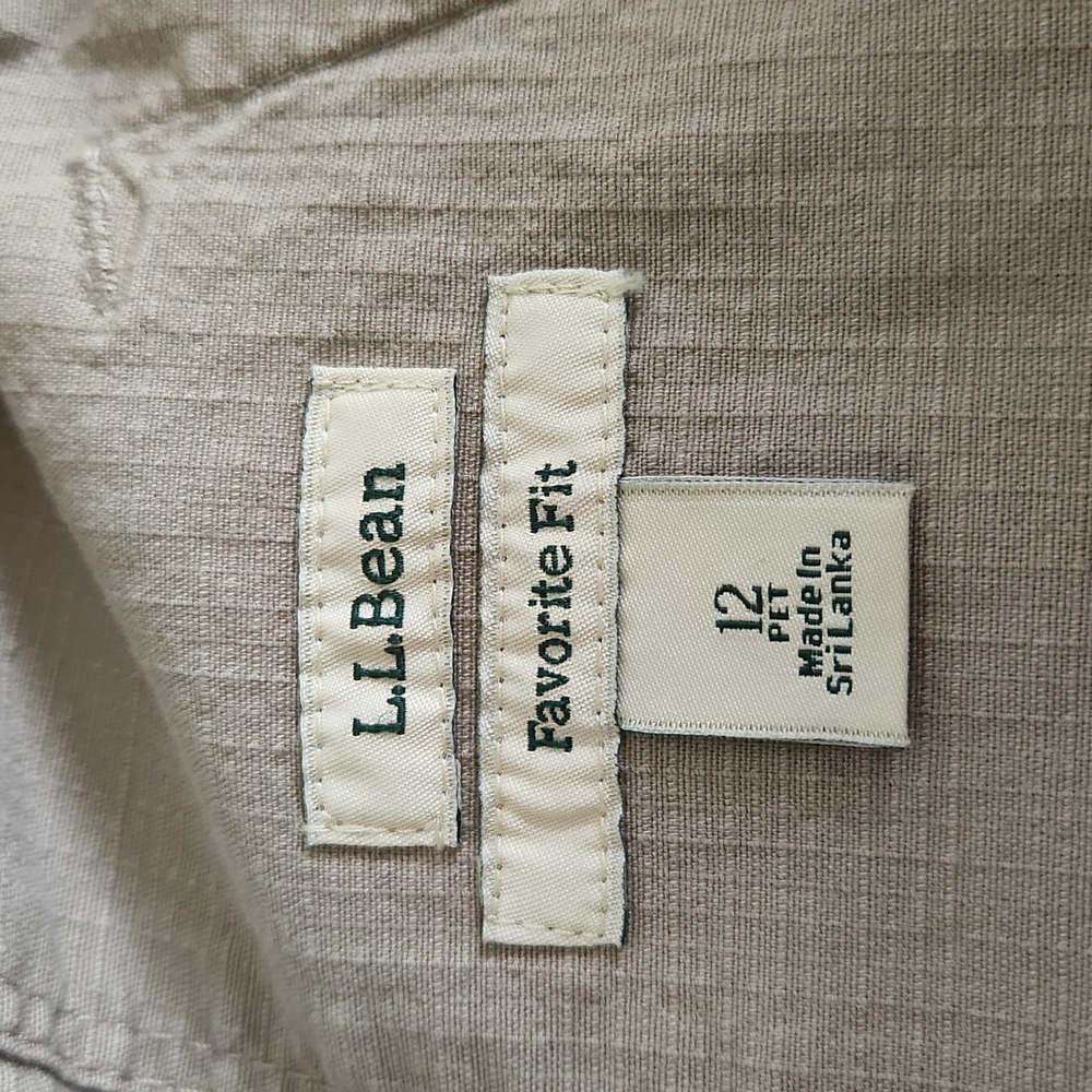 L.L.Bean Petite Sz 12 Tan Short Skirt, Zipper and 2 Snap Closure w 6 Pockets - Picture 10 of 12